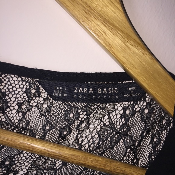 NWT Zara Black Ruched Lace Back Top Size Large - Picture 4 of 4